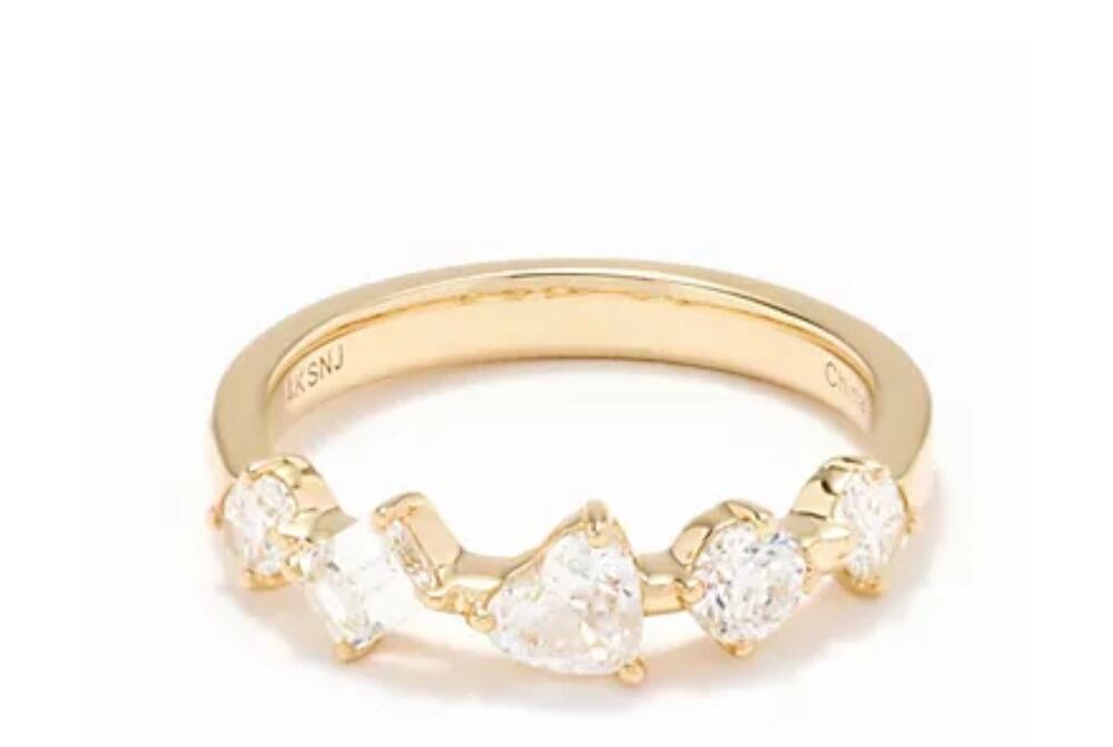 Affinity Diamonds 1.00 cttw Mixed Cut 5 Station Ring, 14K Gold Sz 4